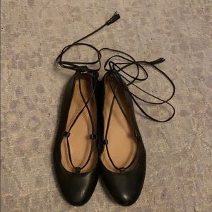 Madewell black leather lace up flats